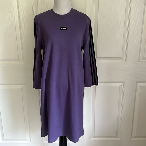 NWT Adidas Moment Athletic Dress Tech Purple and Black Three Stripes Womens XL - Picture 1 of 16